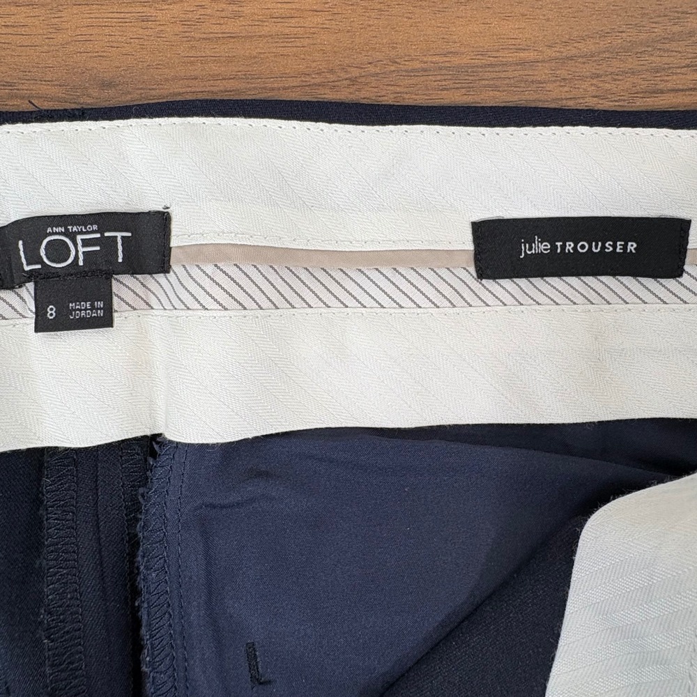 Ann Taylor LOFT Julie Trouser Women 8 Navy Blue Straight Leg Workwear Corpcore - Picture 4 of 12